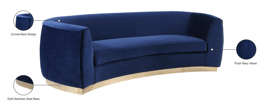 Julian Blue Velvet Sofa - 620Navy-S - Vega Furniture