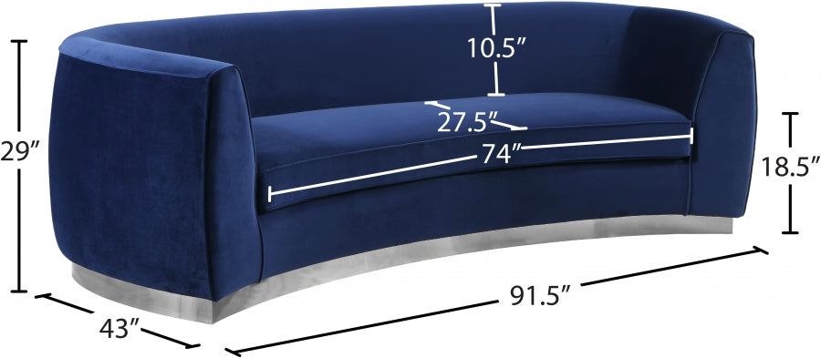 Julian Blue Velvet Sofa - 621Navy-S - Vega Furniture