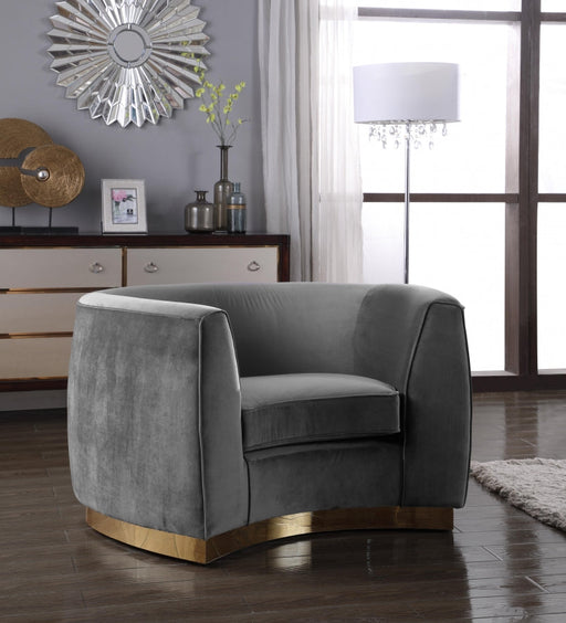 Julian Grey Velvet Chair - 620Grey-C - Vega Furniture