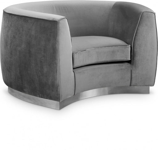 Julian Grey Velvet Chair - 621Grey-C - Vega Furniture