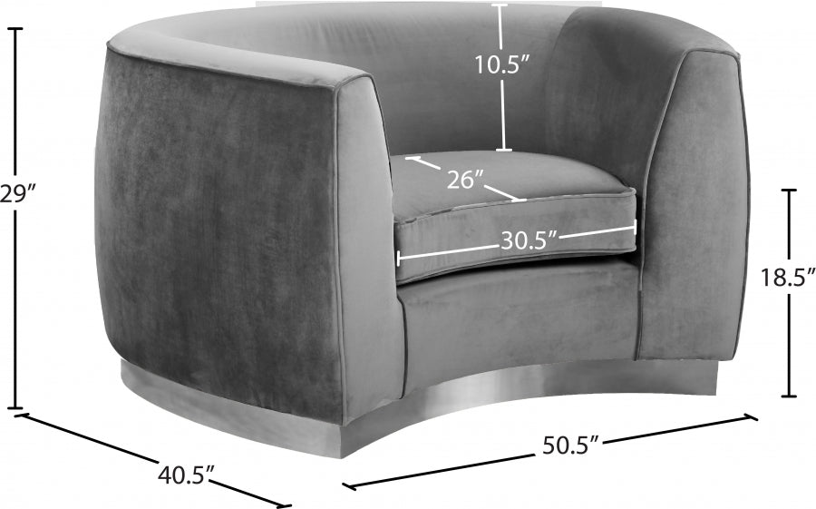 Julian Grey Velvet Chair - 621Grey-C - Vega Furniture