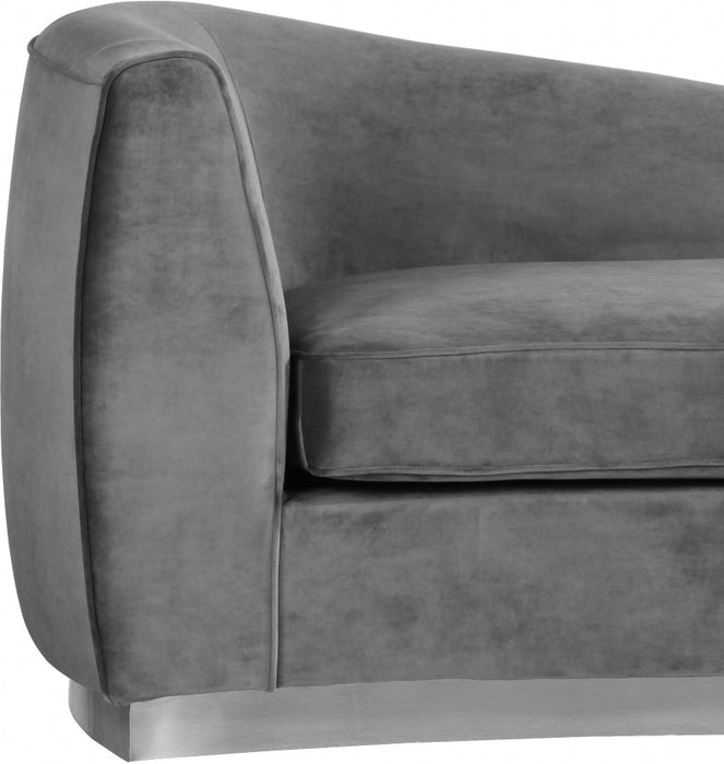 Julian Grey Velvet Chaise Lounge - 621Grey-Chaise - Vega Furniture