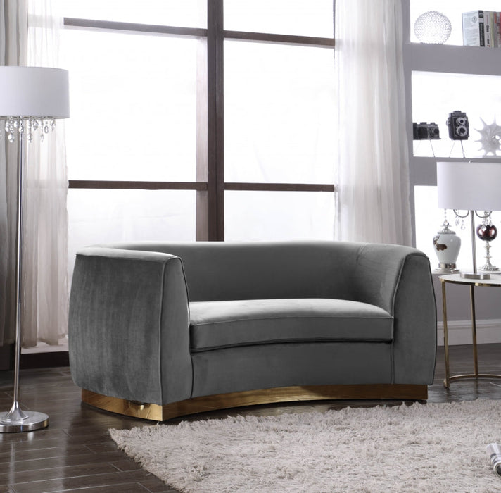 Julian Grey Velvet Loveseat - 620Grey-L - Vega Furniture