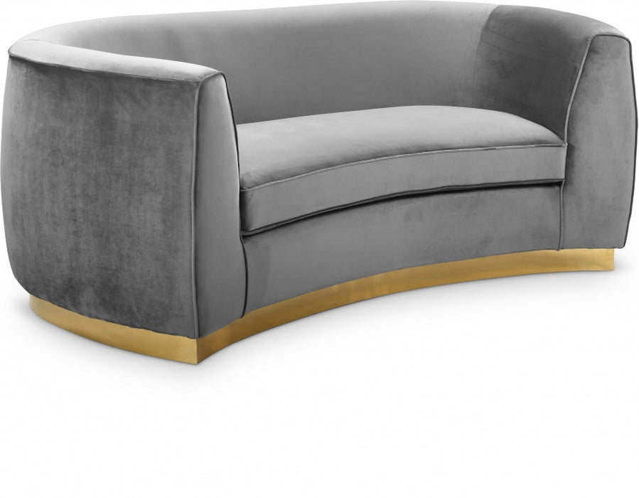 Julian Grey Velvet Loveseat - 620Grey-L - Vega Furniture