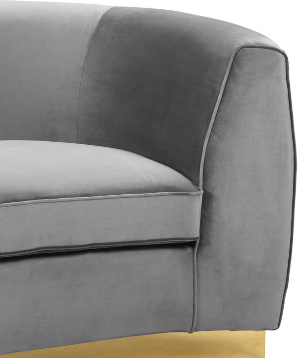 Julian Grey Velvet Loveseat - 620Grey-L - Vega Furniture