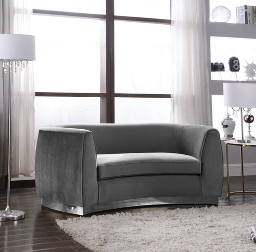 Julian Grey Velvet Loveseat - 621Grey-L - Vega Furniture