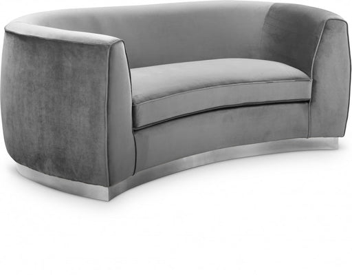 Julian Grey Velvet Loveseat - 621Grey-L - Vega Furniture