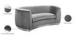 Julian Grey Velvet Loveseat - 621Grey-L - Vega Furniture