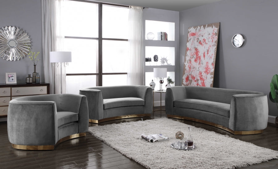 Julian Grey Velvet Sofa - 620Grey-S - Vega Furniture