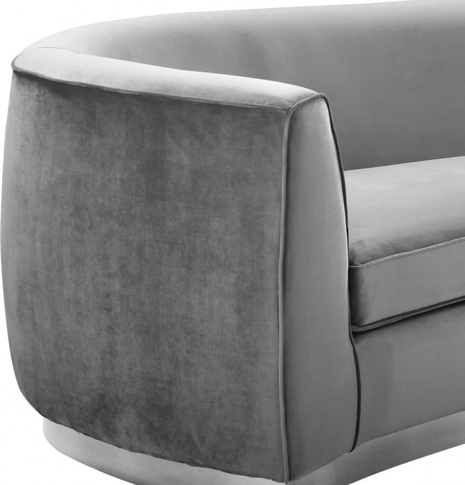 Julian Grey Velvet Sofa - 621Grey-S - Vega Furniture