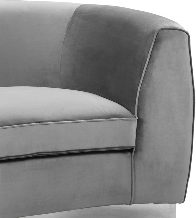 Julian Grey Velvet Sofa - 621Grey-S - Vega Furniture