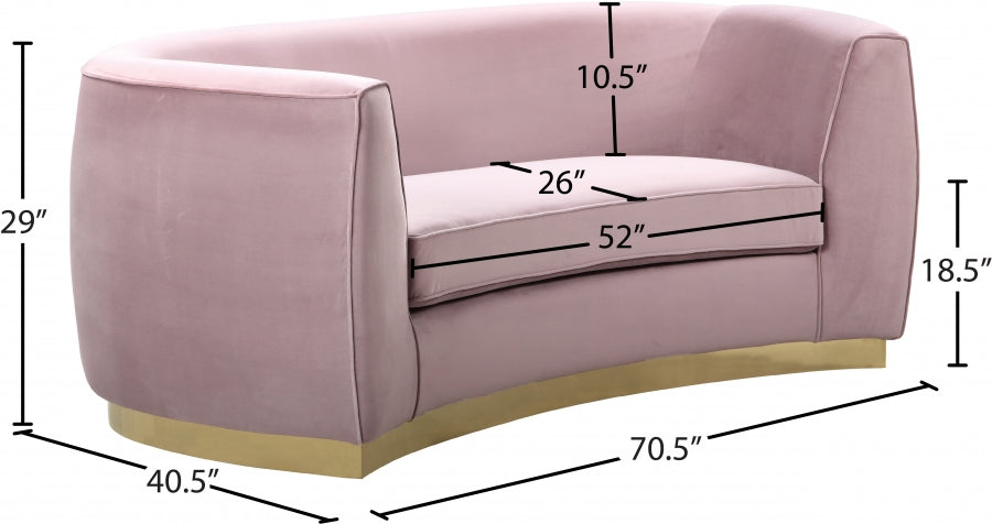 Julian Pink Velvet Loveseat - 620Pink-L - Vega Furniture