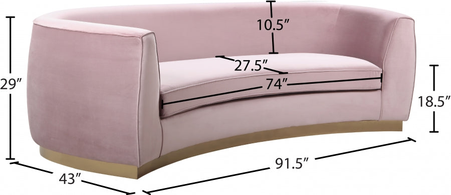 Julian Pink Velvet Sofa - 620Pink-S - Vega Furniture