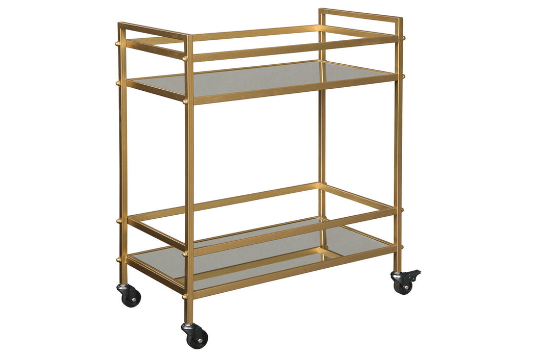 Kailman Gold Finish Bar Cart - A4000095 - Vega Furniture