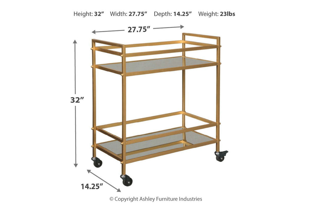 Kailman Gold Finish Bar Cart - A4000095 - Vega Furniture