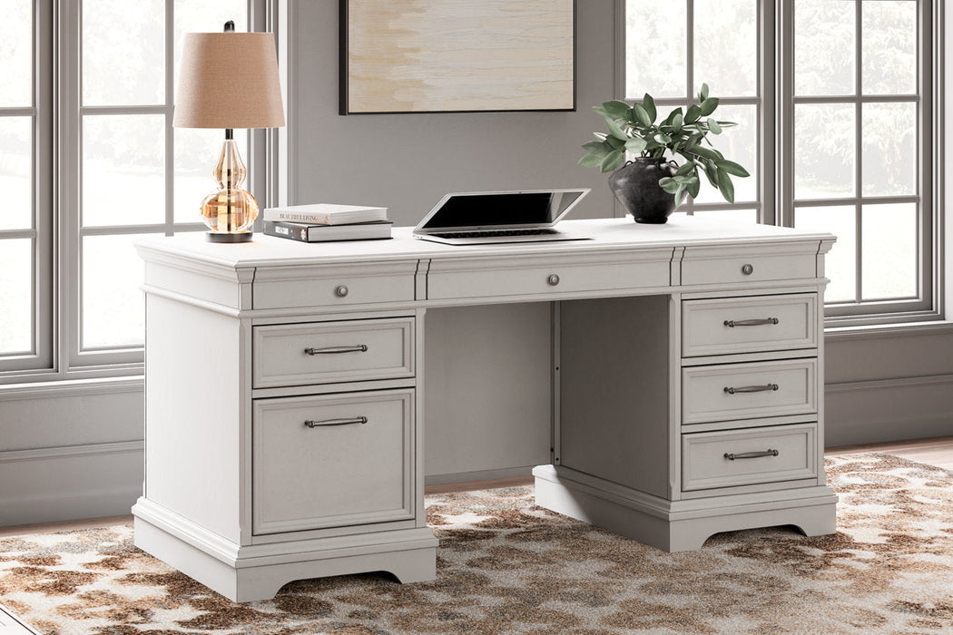 Kanwyn Whitewash Home Office Desk - SET | H777-21L | H777-21R | H777-21T - Vega Furniture