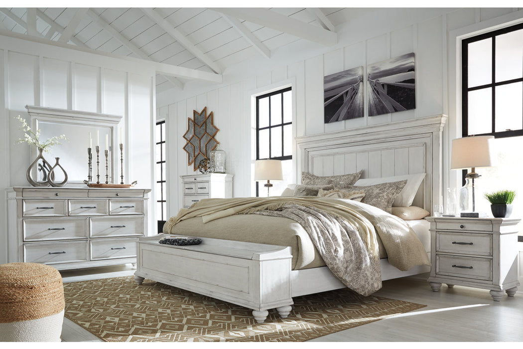 Kanwyn Whitewash King Panel Bed - SET | B777-56 | B777-58 | B777-97 - Vega Furniture