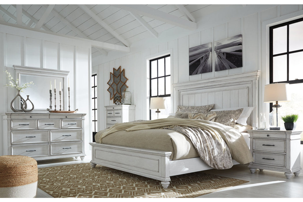 Kanwyn Whitewash King Panel Bed - SET | B777-56 | B777-58 | B777-97 - Vega Furniture