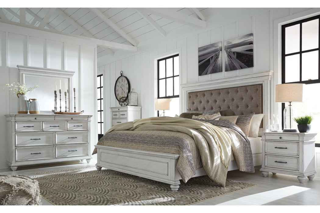 Kanwyn Whitewash King Panel Bed - SET | B777-56 | B777-97 | B777-158 - Vega Furniture