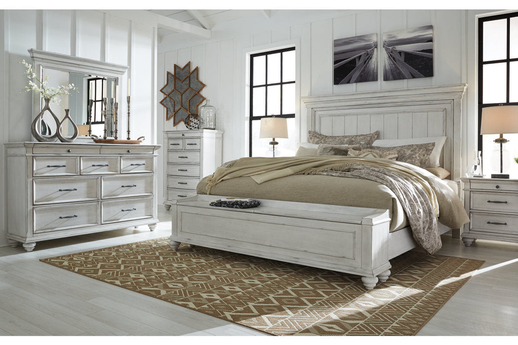 Kanwyn Whitewash King Panel Bed with Storage Bench - SET | B777-56S | B777-58 | B777-97 - Vega Furniture