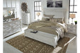 Kanwyn Whitewash King Panel Bed with Storage Bench - SET | B777-56S | B777-58 | B777-97 - Vega Furniture