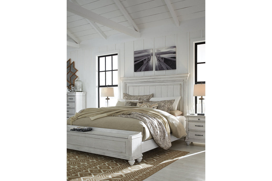 Kanwyn Whitewash King Panel Bed with Storage Bench - SET | B777-56S | B777-58 | B777-97 - Vega Furniture