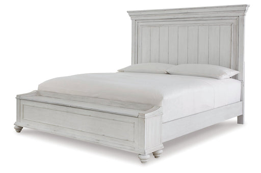 Kanwyn Whitewash King Panel Bed with Storage Bench - SET | B777-56S | B777-58 | B777-97 - Vega Furniture