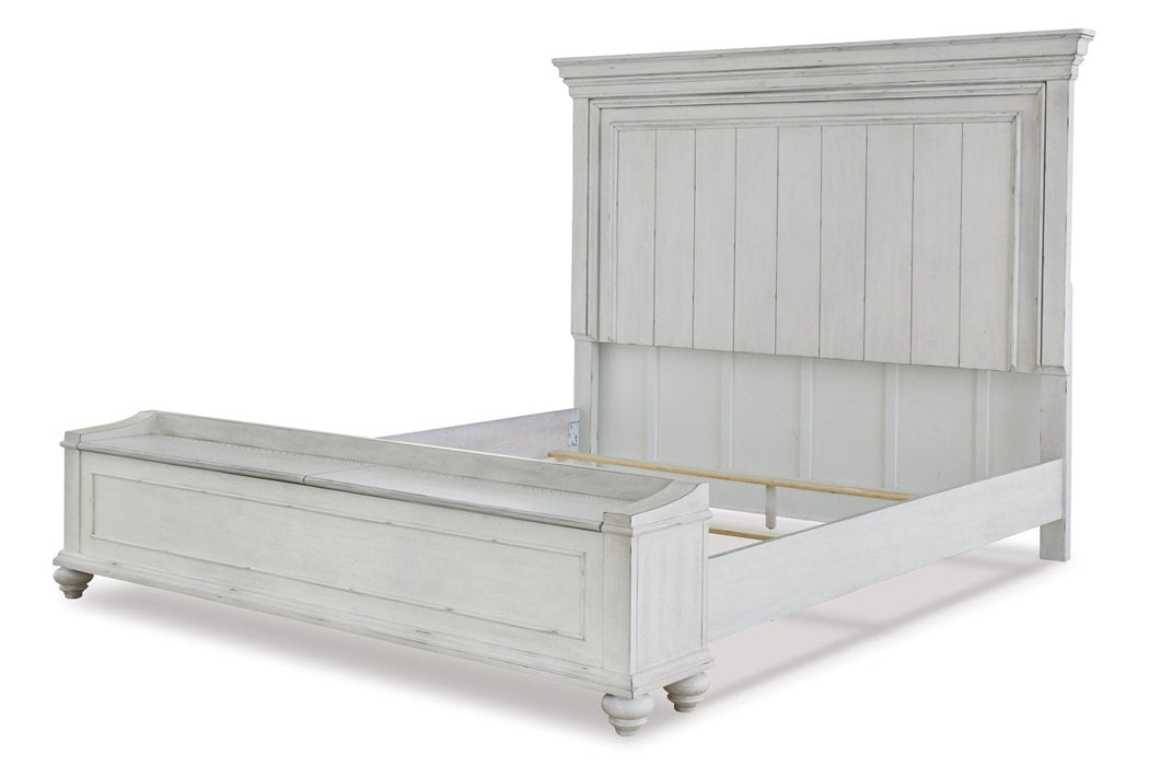 Kanwyn Whitewash King Panel Bed with Storage Bench - SET | B777-56S | B777-58 | B777-97 - Vega Furniture