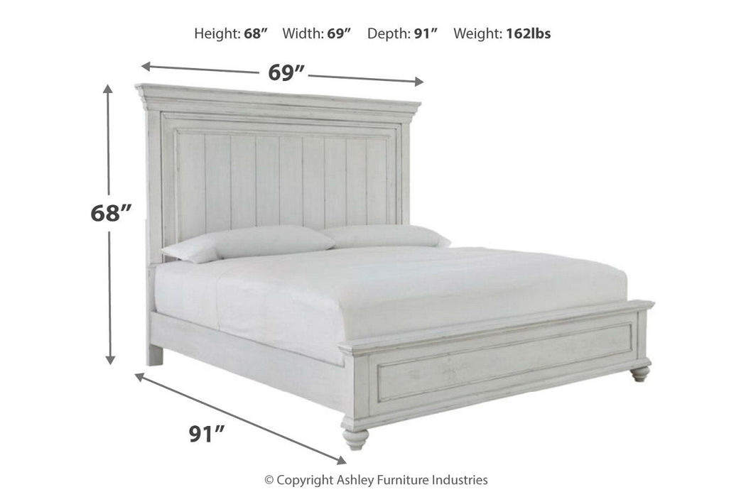 Kanwyn Whitewash Queen Panel Bed - SET | B777-54 | B777-57 | B777-96 - Vega Furniture