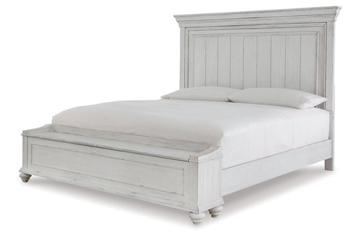 Kanwyn Whitewash Queen Panel Bed with Storage Bench - SET | B777-54S | B777-57 | B777-96 - Vega Furniture