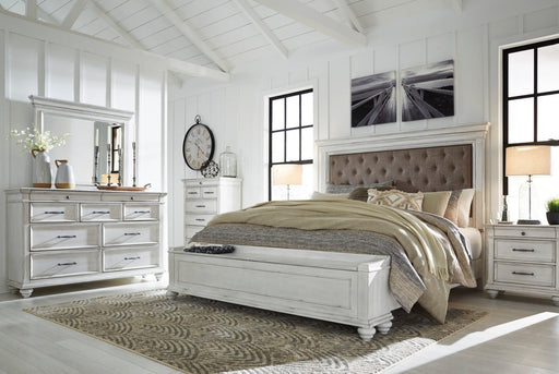 Kanwyn Whitewash Queen Upholstered Storage Bed - SET | B777-54S | B777-157 | B777-96 - Vega Furniture