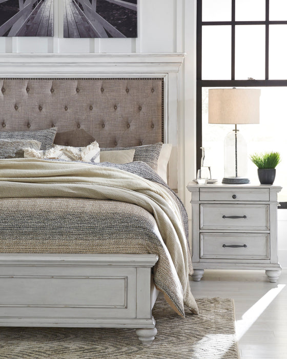 Kanwyn Whitewash Upholstered Panel Bedroom Set - SET | B777-54 | B777-157 | B777-96 | B777-46 | B777-93 - Vega Furniture