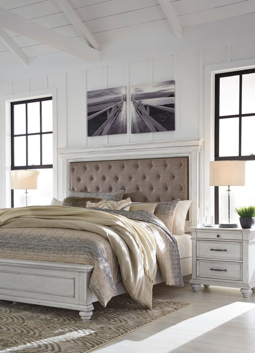 Kanwyn Whitewash Upholstered Panel Bedroom Set - SET | B777-54 | B777-157 | B777-96 | B777-46 | B777-93 - Vega Furniture