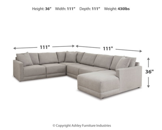 Katany Shadow 6-Piece RAF Chaise Sectional - SET | 2220117 | 2220164 | 2220177 | 2220146 | 2220146 | 2220146 - Vega Furniture