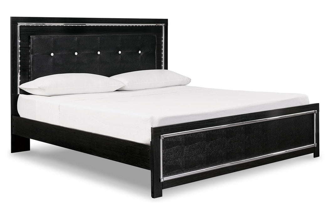 Kaydell Black King Upholstered Panel Bed - SET | B1420-56 | B1420-58 | B1420-95 | B100-14 - Vega Furniture