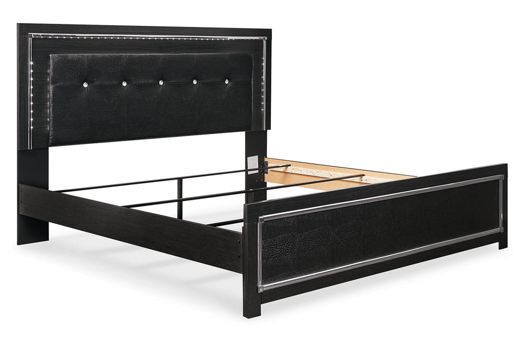 Kaydell Black King Upholstered Panel Bed - SET | B1420-56 | B1420-58 | B1420-95 | B100-14 - Vega Furniture