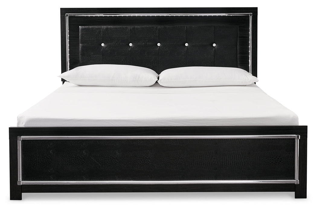 Kaydell Black King Upholstered Panel Bed - SET | B1420-56 | B1420-58 | B1420-95 | B100-14 - Vega Furniture