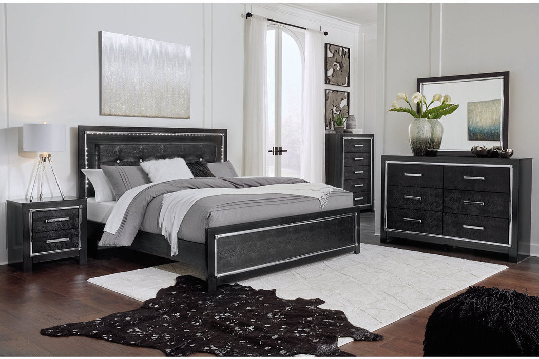 Kaydell Black King Upholstered Panel Bed - SET | B1420-56 | B1420-58 | B1420-95 | B100-14 - Vega Furniture