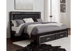 Kaydell Black King Upholstered Panel Bed with Storage - SET | B100-14 | B1420-56S | B1420-58 | B1420-95 - Vega Furniture