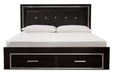 Kaydell Black King Upholstered Panel Bed with Storage - SET | B100-14 | B1420-56S | B1420-58 | B1420-95 - Vega Furniture