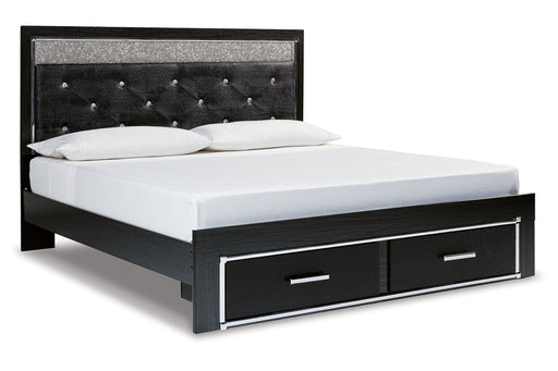 Kaydell Black King Upholstered Panel Storage Bed - SET | B1420-158 | B1420-56S | B1420-97 - Vega Furniture