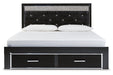 Kaydell Black King Upholstered Panel Storage Bed - SET | B1420-158 | B1420-56S | B1420-97 - Vega Furniture