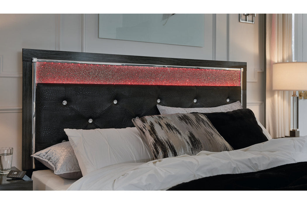 Kaydell Black King Upholstered Panel Storage Bed - SET | B1420-158 | B1420-56S | B1420-97 - Vega Furniture