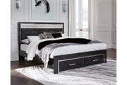 Kaydell Black King Upholstered Panel Storage Platform Bed - SET | B100-14 | B1420-158 | B1420-56S | B1420-95 - Vega Furniture