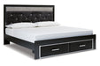 Kaydell Black King Upholstered Panel Storage Platform Bed - SET | B100-14 | B1420-158 | B1420-56S | B1420-95 - Vega Furniture