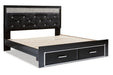 Kaydell Black King Upholstered Panel Storage Platform Bed - SET | B100-14 | B1420-158 | B1420-56S | B1420-95 - Vega Furniture