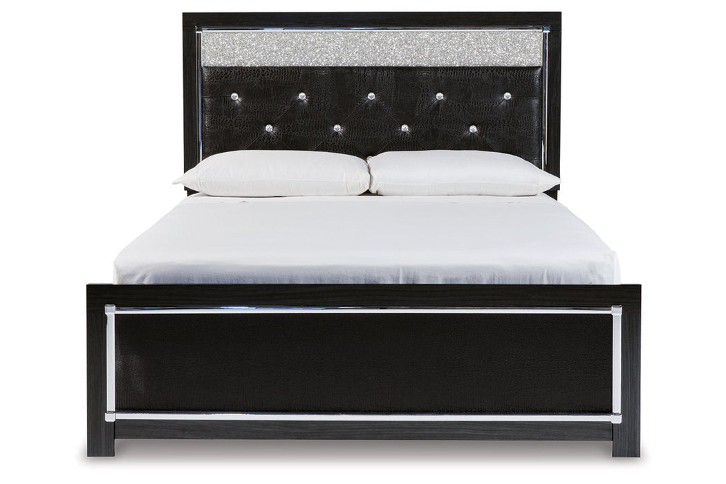 Kaydell Black Queen Upholstered Panel Bed - SET | B1420-157 | B1420-54 | B1420-96 - Vega Furniture