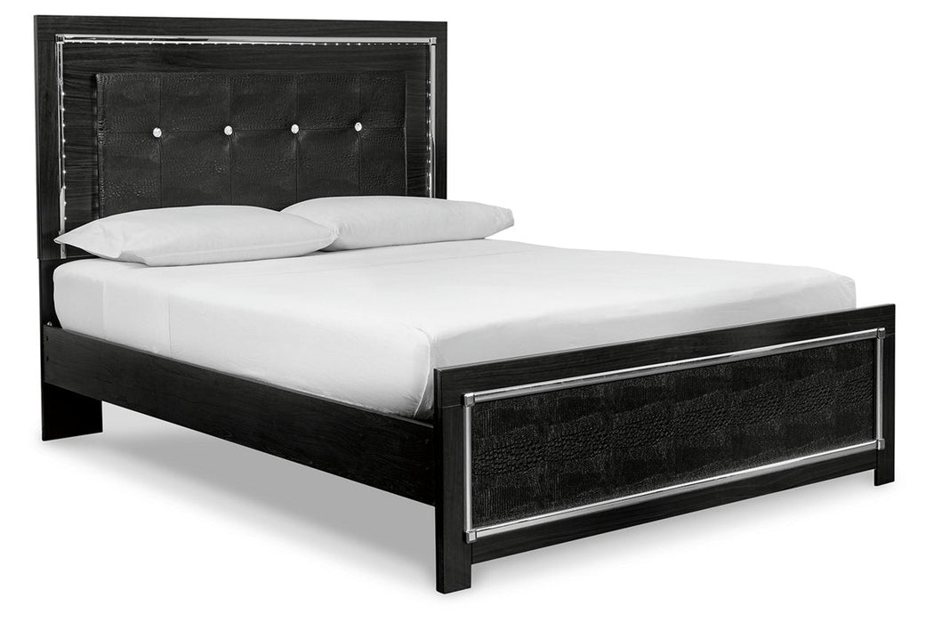 Kaydell Black Queen Upholstered Panel Bed - SET | B1420-54 | B1420-57 | B1420-95 | B100-13 - Vega Furniture