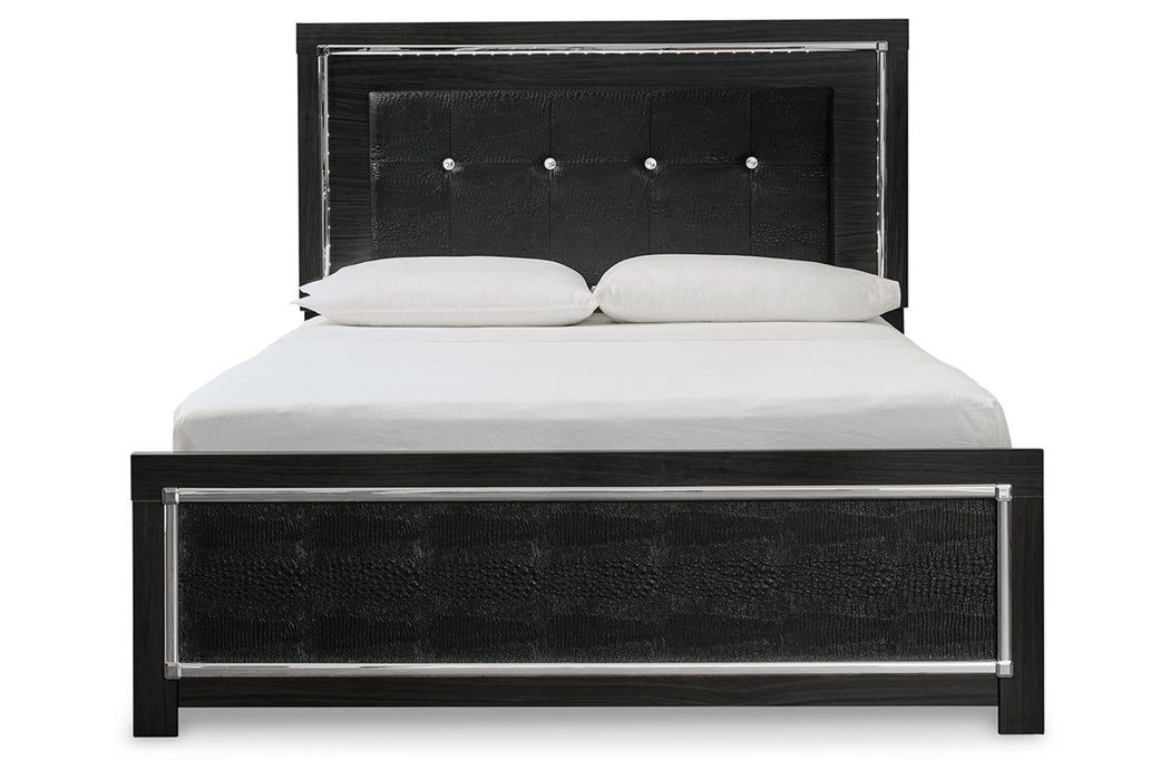 Kaydell Black Queen Upholstered Panel Bed - SET | B1420-54 | B1420-57 | B1420-95 | B100-13 - Vega Furniture