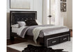 Kaydell Black Queen Upholstered Panel Bed with Storage - SET | B100-13 | B1420-54S | B1420-57 | B1420-95 - Vega Furniture